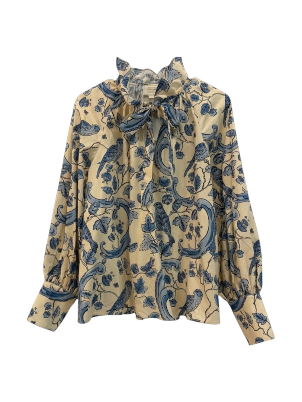 NWT SÉZANE X ANTOINETTE POISSON Hillis Blouse in Blue Birds Print Size FR - Picture 3 of 8
